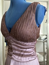 Vintage 90's Y2K Brown Pink Beaded Mesh Fairy Goth Rushed Fit Flare Party Dress