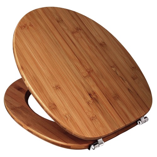 WC-Sitz Bambus Holz Toilettendeckel banjado O-Form Klobrille Klodeckel Bad - Bild 5 von 10