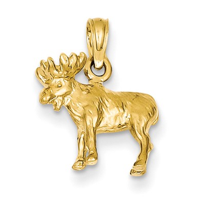 14k Yellow Gold 3-D Moose Pendant K3327