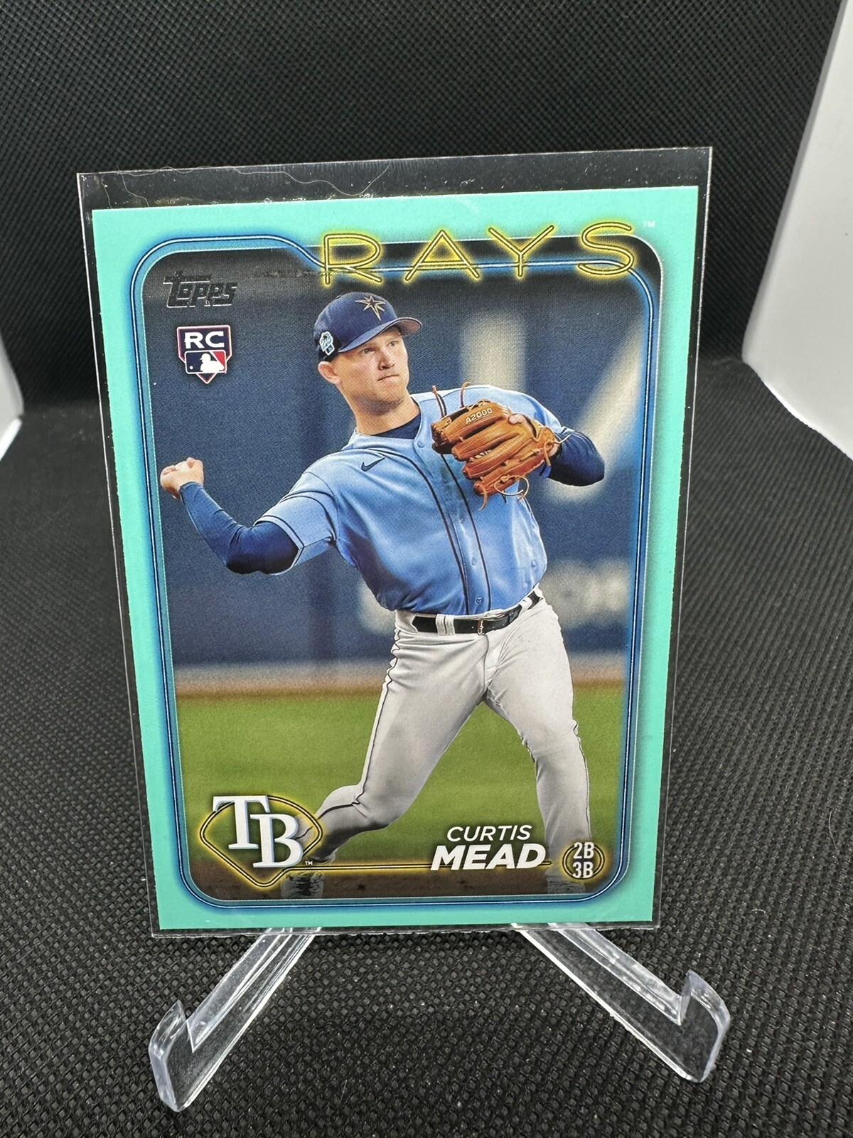 2024 Topps Series 1 #82 Curtis Mead Aqua Fanatics Exclusive RC Rays
