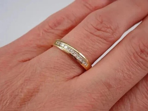 2.00 Ct Princess Cut Simulated Diamond 14K Yellow Gold Plated Wedding Band Ring - Picture 3 of 5