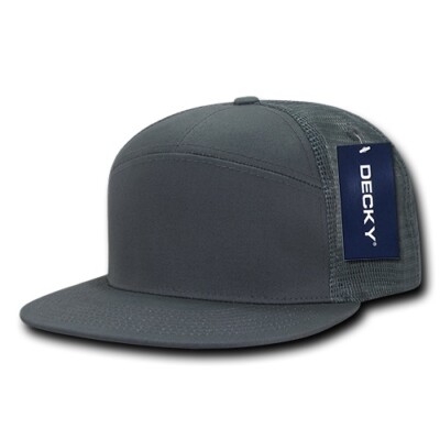 Decky Trucker Hat - Charcoal Gray 7 Panel Cotton Snapback 1133-CHA New With Tags