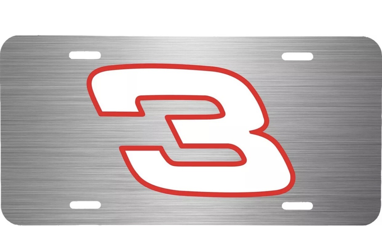 Dale Earnhardt Jr Gray Brushed Steel NASCAR License Plate Tag