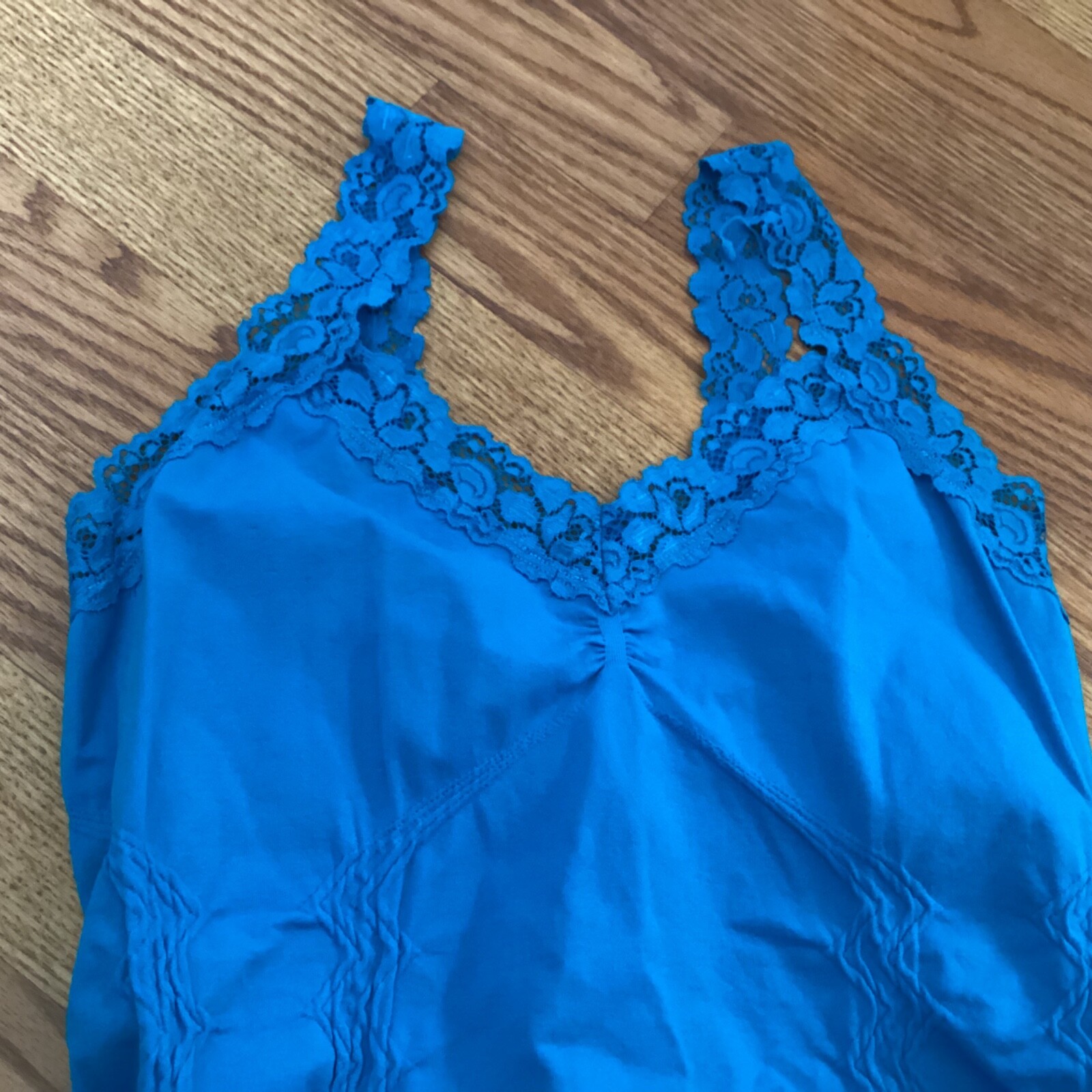 Active Basic Bright Blue Lace Trimmed Ribbed Tank… - image 3