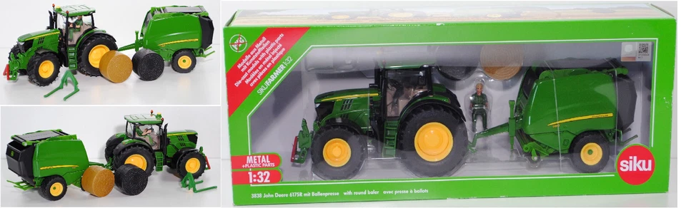 Siku Farmer 3838 99901 IE John Deere 6175R mit Rundballenpresse, 1:32, Irland - Bild 1 von 1
