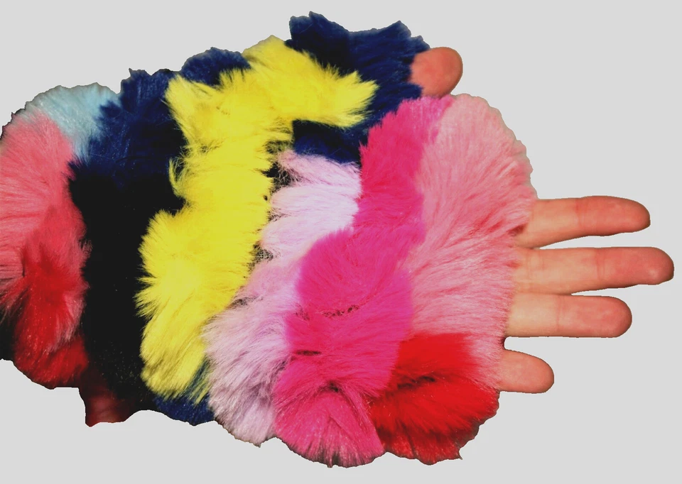 Guante Jocelyn Color Arco Iris Punta Abierta Sin Dedos Piel Sintética Mitón Nuevas Etiquetas OS Foto 2 de 4