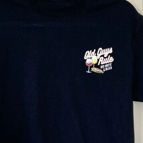 NWOT Old Guys Rule ‘Red, White & Blues’ Guitar & Records Cotton Black Tee Shirt Foto 4 de 4