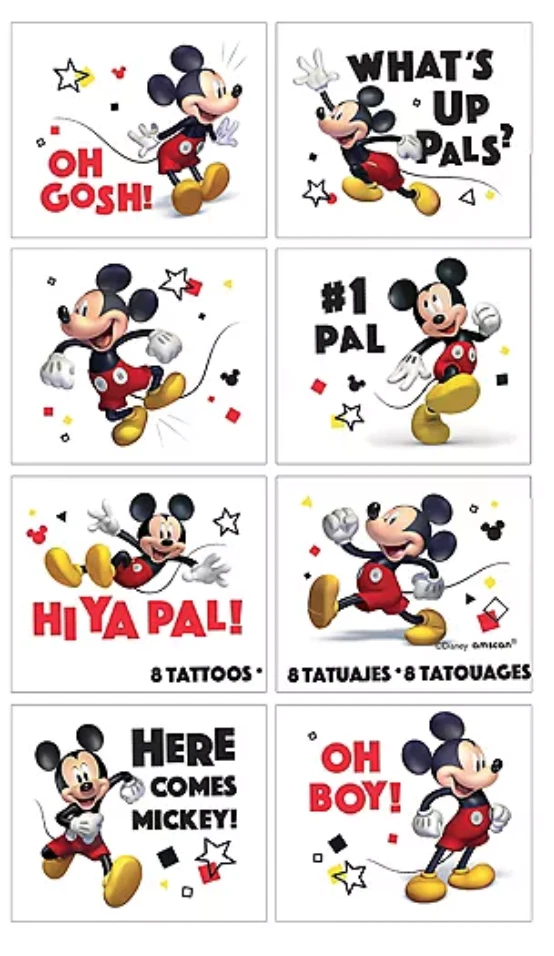 Mickey Mouse Temporary TATTOOS Birthday Party Favor Stocking Stuffers One Sheet - Image 4 of 4