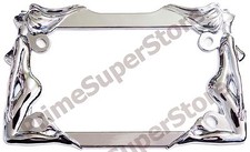 Nudenaked Ladies Women Twin Girls Chrome Metal Motorcycle License Plate Frame Nudenaked Ladies Women Twin Girls Chrome Metal Motorcycle License Plate Frame