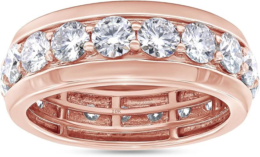 4.50ct Moissanite Mens Eternity Band in 10K or 14K Solid Gold-image