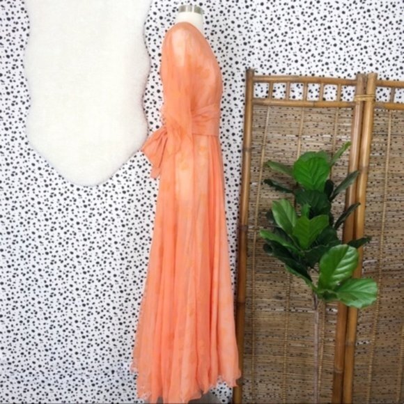 open lace back dress Arlowe Tied Shoulder Tiered Midi Dress Floral Orange