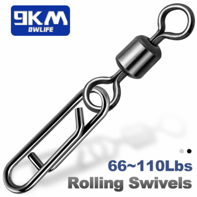 50~200Pc Fishing Swivel Snap Rolling Swivel with Safety Snap Interlock Connector