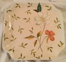Ceramic Snack Plate Harry and David Square 8X8 Floral Design Decorative Peach