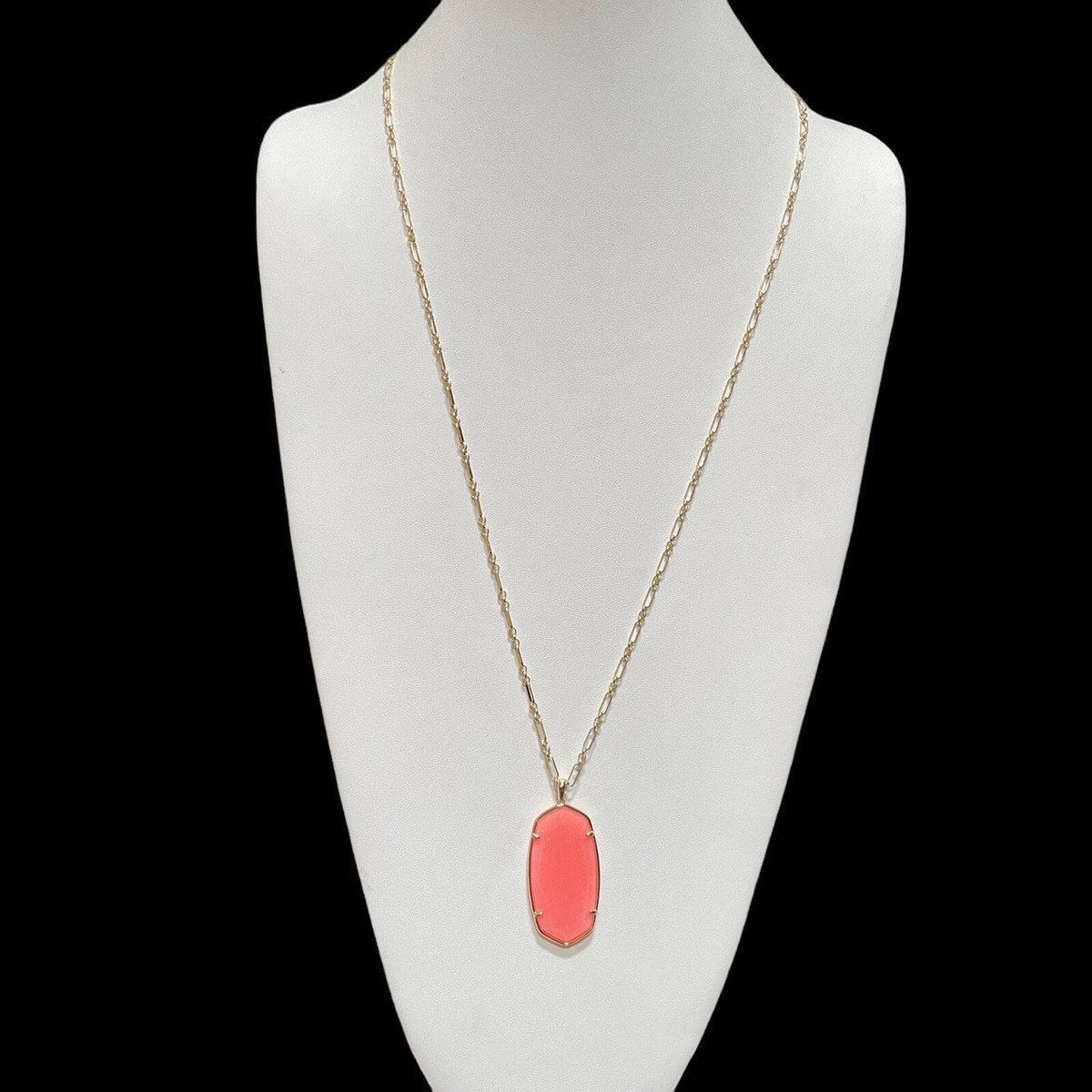 Kendra Scott Reid Necklace Coral Illusion Faceted Gold Plated Long