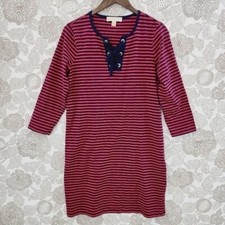 MICHAEL Michael Kors Striped Lace up neckline Mini Shift Dress Medium Unlined