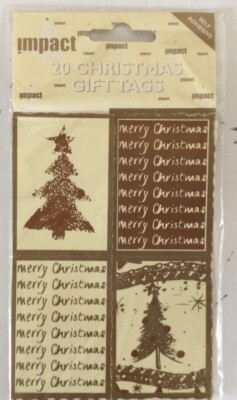 20 Luxus IMPACT Weihnachten selbstklebende Geschenk Etiketten Etiketten 4 Designs