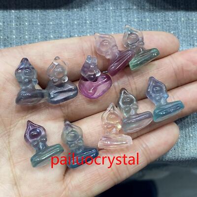 10pcs Natural Fluorite Female yoga model Skull Mini Quartz Crystal Skull Healing