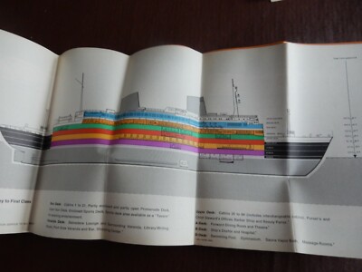 NORDDEUTSCHER LLOYD MS EUROPA DETAILLIERTER DECKPLAN 90 X 200 GEFALTET 