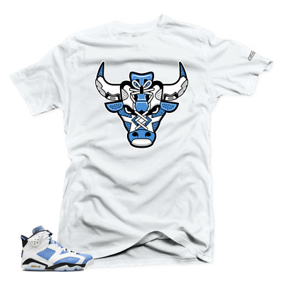 Shirt To Match Jordan 6 UNC University Blue-Snelos Bull Sneaker Tees