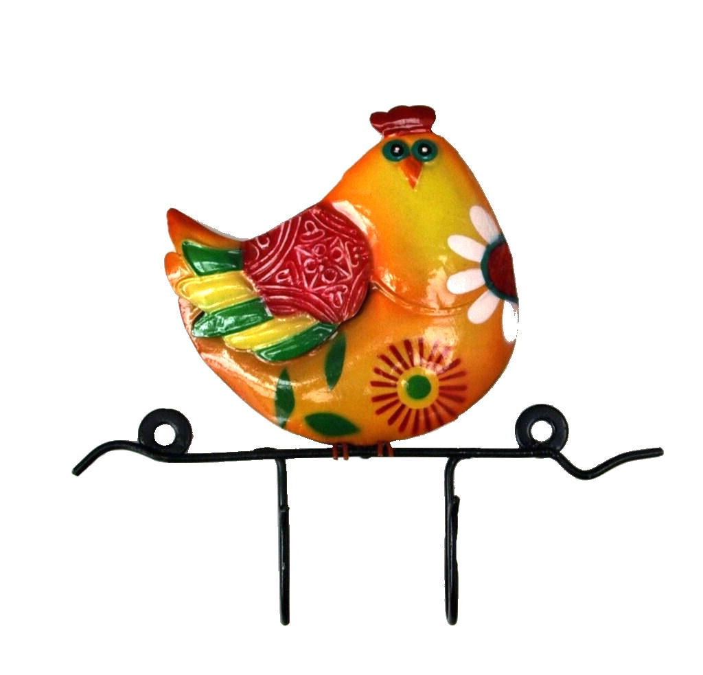 2X Comercio Justo Hecho a Mano Gallina / Pollo Metal Doble Pared Ganchos