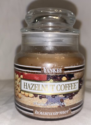 Retired Yankee Candle HAZELNUT COFFEE SMALL 3.7 oz Housewarmer White Label Black