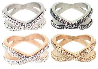 Edelstahlring Damen Ring 12mm silber rose weißen schwarzen Steinen Partnerring - Bild 1 von 4
