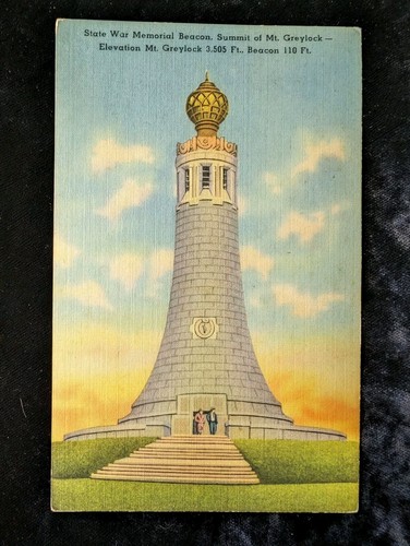 Vintage Linen Postcard Massachusetts State War Memorial Beacon Mt. Greylock - Picture 1 of 4