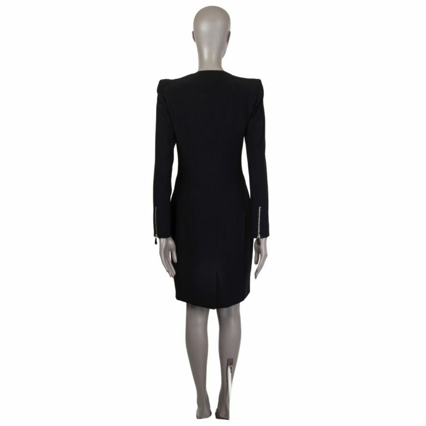 58913 auth Alexander McQueen black ZIPPER Long Sleeve Dress 58913 auth Alexander McQueen black ZIPPER Long Sleeve Dress
