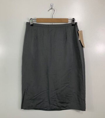 Apostrophe Women's Skirt Size 10 Solid Gray Lined Zip Career Skirt NWT