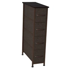  Vertical Dresser Narrow Storage Tower with 4 Drawers for Bedroom Coffee Brown