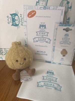 Jellycat London Selfridges Exclusive Onnie Pickled Onion Fish Chips Pop-Up