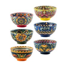 Henten Home 6.5 oz Small Dessert Bowls, Porcelain Boho Snack Bowl Set of 6 - Cer