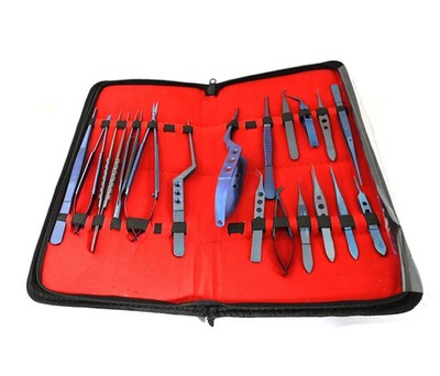 18 Pc Ophthalmic Titanium Eye Micro Surgery Instrument Kit 