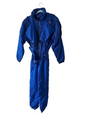 Nils Ski Snowsuit Vintage Womens Size 12 Blue Zipper High Collar One Piece