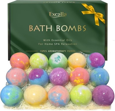 Bath Bombs Women Gift Set 15Pcs Handmade Bubble Bathbombs Shea & Coco Butter Dry