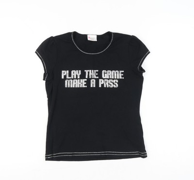 Next Petite Damen T-Shirt schwarz Größe 12 Strass Spruch