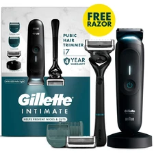 Gillette i7 Intimate Men's Premium Pubic Hair Trimmer with Intimate Razor, Body