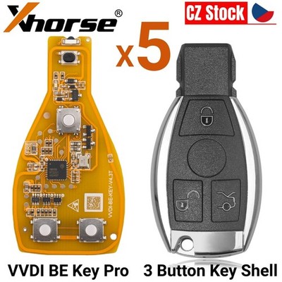 5x Xhorse VVDI BE key Pro Fit For Mercedes Benz Yellow With 3 Buttons Key Shell