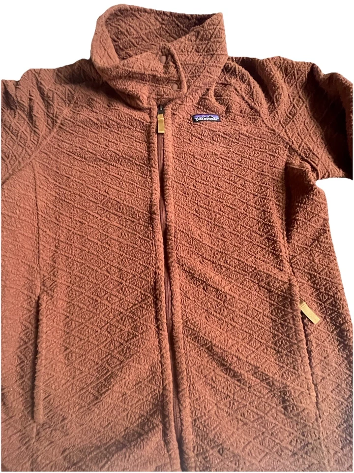 Chaqueta polar PATAGONIA Diamond Capra cremallera completa patrón de cable de terracota talla L Foto 3 de 4