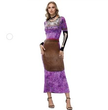CoCo Cosplay Mam  Imelda Purple Dress Costume 3D Printed Easter Skeleton Dress