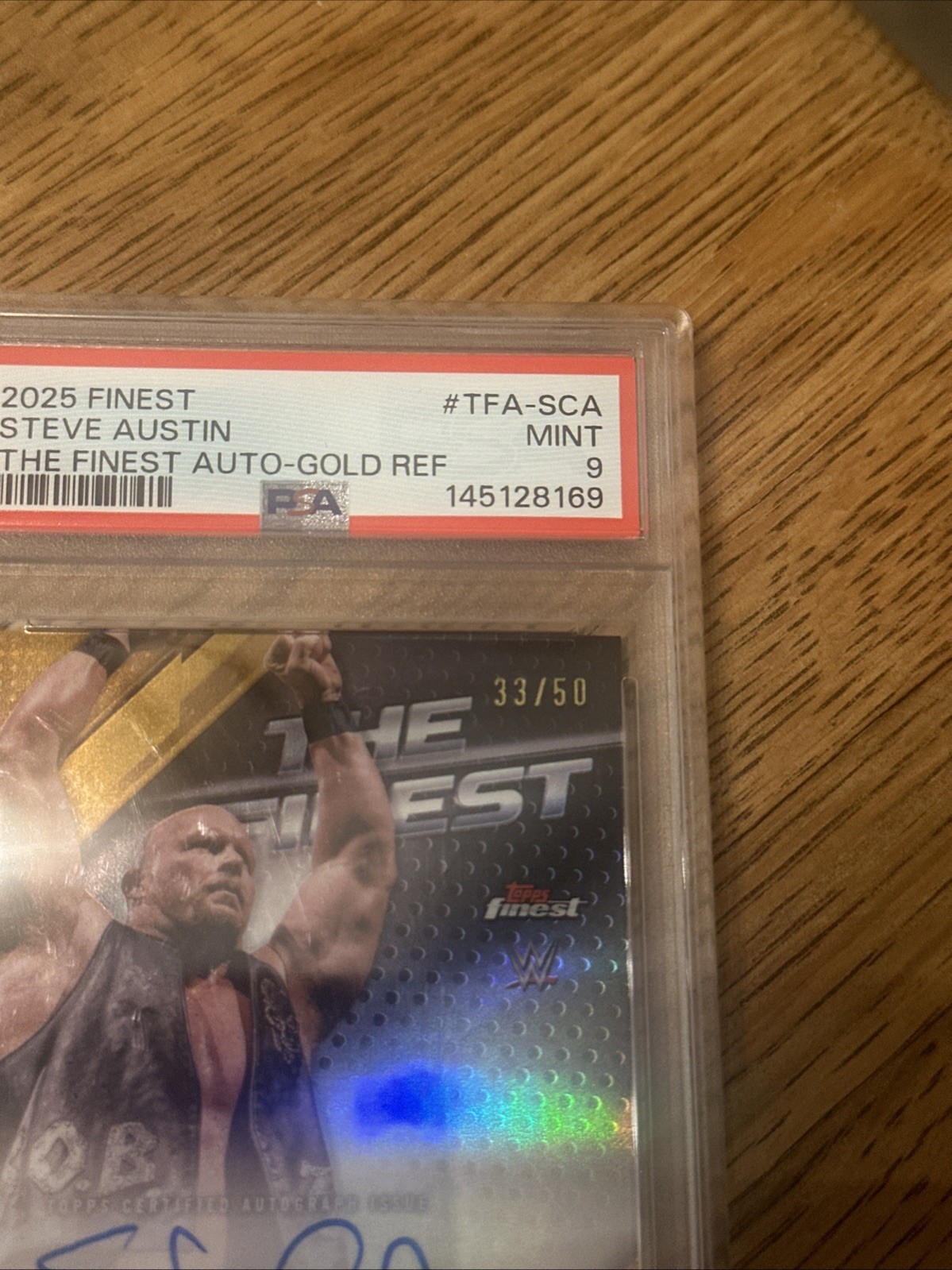 2025 WWE Topps Finest Stone Cold Steve Austin On Card Auto /50 GOLD - PSA 9 RARE