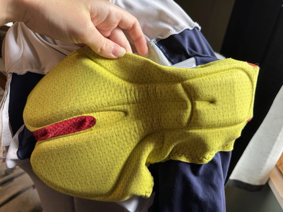 Pantalones Cortos de Ciclismo Acolchados Louis Garneau Babero Talla Mediana Azul y Blanco Foto 4 de 4