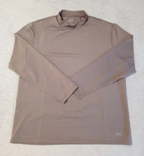 Men's DICKIES puddy color LS mock neck base layer microfiber t-shirt size L