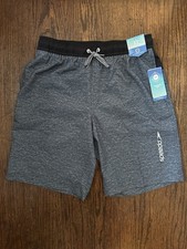 Speedo Men s Black Grey 9 Inseam Swim Trunks Size Small NWT