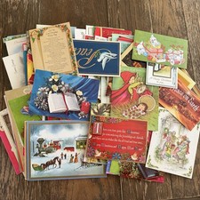 Lot Of 20 1970s Christmas Cards Used Mixed Lot Scrapbook Decor Classic Art