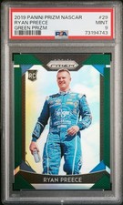 2019 Panini Prizm NASCAR Ryan Preece Green Prizm RC /99 Racing Rookie Card PSA 9