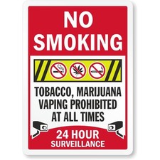 No Smoking Marijuana Prohibited Surveillance Aluminum Weatherproof Sign c00804