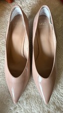 Marks & Spencer’s Women’s Beige Nude Patent kitten heel shoes size Uk 5.5 