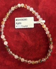 4mm - Agate- Natural Stone Beads - Stretch Bracelet -