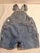 Vintage Y2K Faded Glory Infant 12M Denim Carpenter Shortalls Jean Overalls
